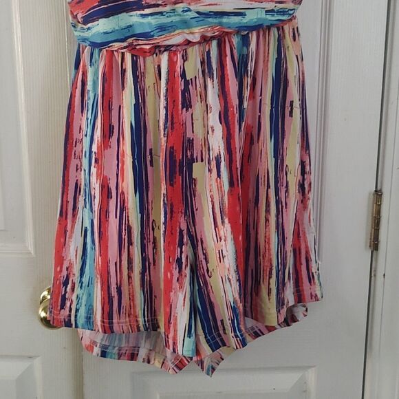 Full Circle Trends with love multicolor off the shoulder romper  Sz 1X - Picture 2 of 5